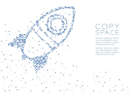 图形图案卡通火箭飞船形状空间探索概念设计蓝色插图白色背景与复制空间矢量EPS10