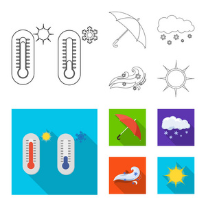天气和气候符号的孤立对象。股票的天气和云矢量图标集