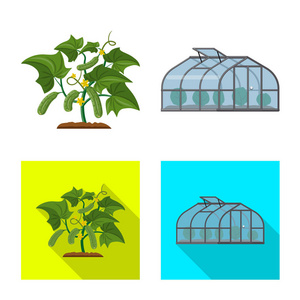 温室和植物标志的矢量设计。温室和花园股票矢量图集