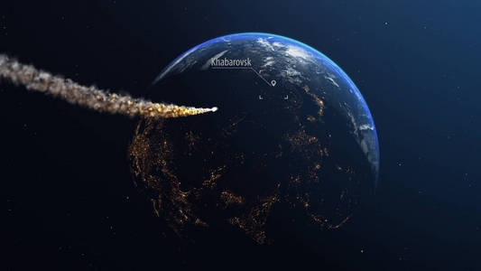 小行星与地球图片