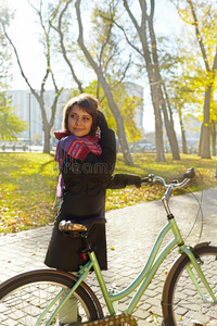 乐趣 活动 自行车 太阳 女孩 行动 成人 公园 肖像 运动