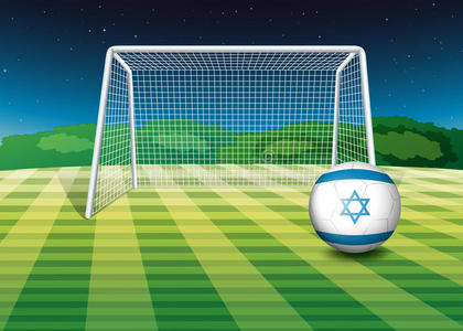 挂着以色列国旗的足球场