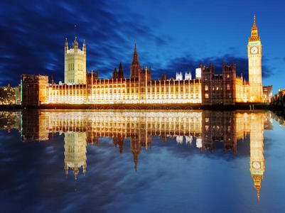 伦敦大本钟和议会大厦，英国