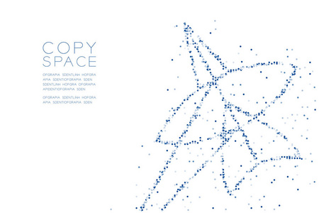 抽象几何圆点像素点图案Chula风筝形状自由概念设计蓝色插图白色背景与复制空间矢量EPS10