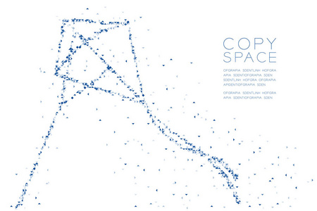 抽象几何低多边形方盒像素和三角形图案钻石风筝形状自由概念设计蓝色插图白色背景与复制空间矢量EPS10