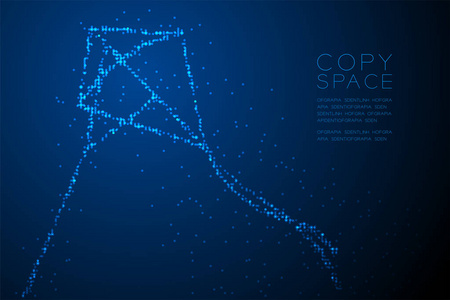 抽象几何圆点像素图案钻石风筝形状自由概念设计蓝色插图与蓝色梯度背景与复制空间矢量EPS10