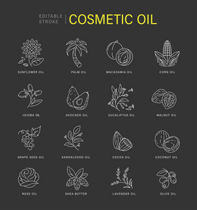 矢量图标和标志的天然化妆品油护理干性皮肤