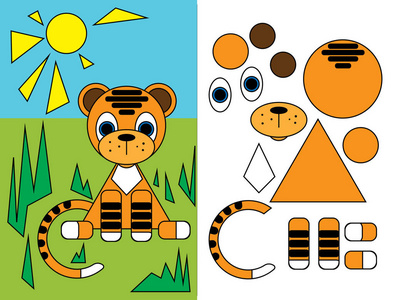 学龄前儿童的逻辑任务. 儿童拼图. 我们学习形状. 圆形正方形三角 ..