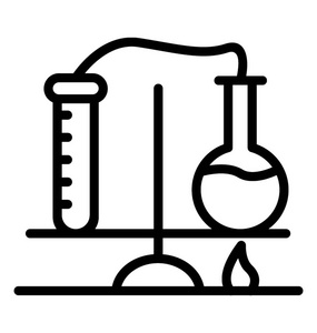 科学实验室实验室燃烧器上的试管和化学烧瓶