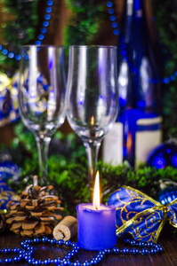 蜡烛和装饰新年节日装饰品图片
