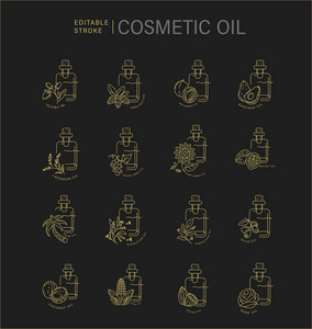 矢量图标和标志的天然化妆品油护理干性皮肤