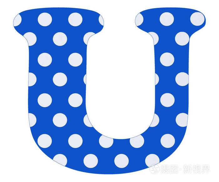 字母u白色圆圈蓝色背景