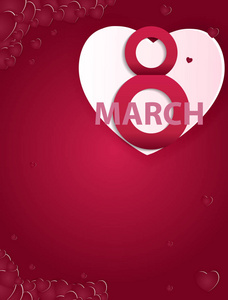 s Day 8 March Heart Shape Greeting card Vector Illustration. EPS