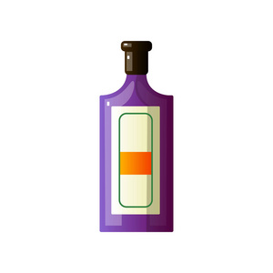 酒精饮料在一个美丽的玻璃瓶不寻常的形状在白色的背景