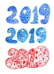 2019年，用画笔画出五颜六色的二十19个字母
