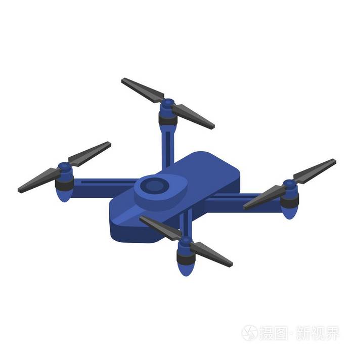 蓝色无人机图标, 等距样式