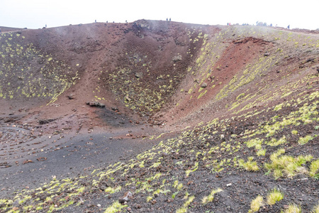 火山口西尔维斯特里乌米1886米在埃特纳埃特纳国家公园西西里意大利。 银维斯特里次海侧火山口1892年喷发。 火山雾状景观