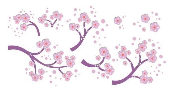 樱花樱花等花卉元素的插图