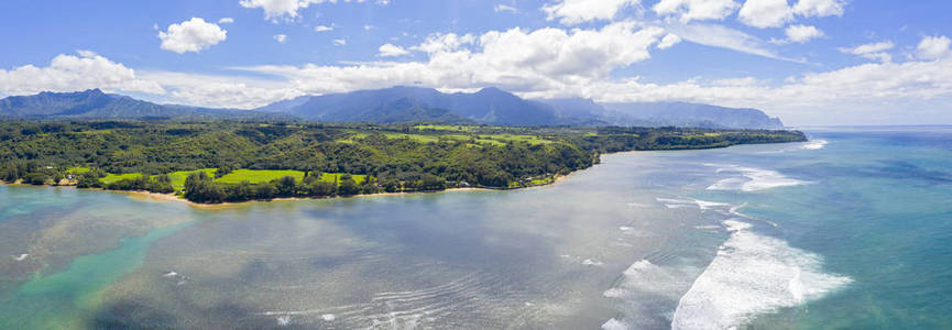 夏威夷考艾岛全景滩谷山洋图片