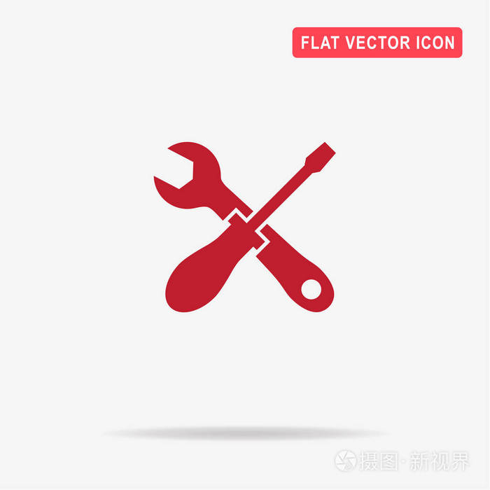 扳手和螺丝刀修理图标矢量概念图设计