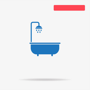 淋浴浴缸图标。 矢量概念图设计。