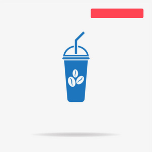 冰咖啡图标。 矢量概念图设计。