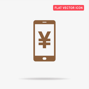 带有中国元标志图标的移动. 矢量概念图设计. 插画