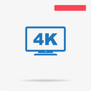 4k电视图标。 矢量概念图设计。
