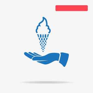 冰淇淋和手图标。矢量概念图设计。