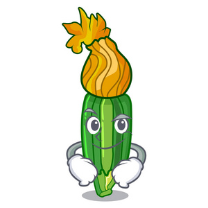 笑脸农民西葫芦花的形状卡通矢量插图照片