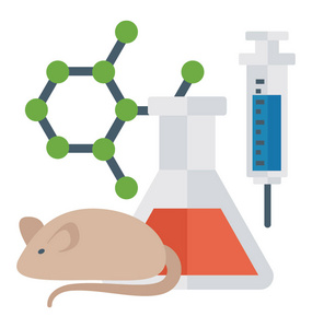 生物实验的平面矢量图标。