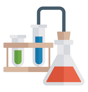 实验室仪器的平面详细图标。