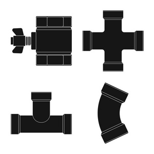 管和管符号的矢量设计。库存管道和管道矢量图标集