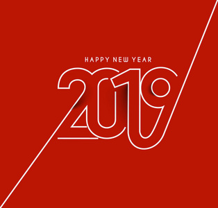 新年快乐2019行文本设计矢量插图。