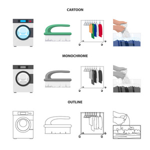 洗衣和清洁标志的孤立对象。洗衣店和衣物的汇集媒介例证