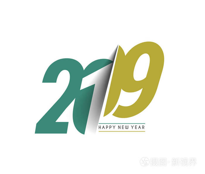 新年快乐2019文本设计Patter矢量插图。