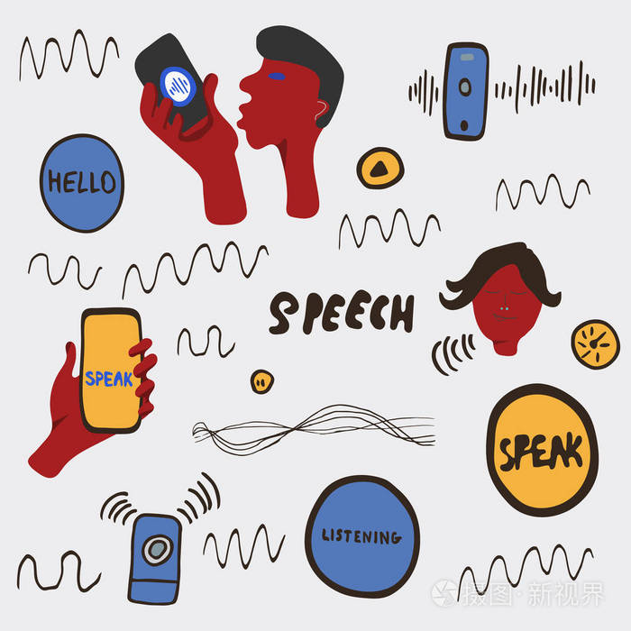 语音识别涂鸦插图