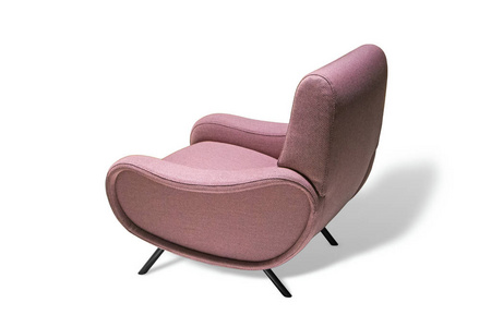米色扶手椅。 白色背景上的现代设计师椅子。 纺织装潢椅
