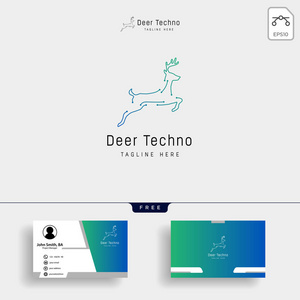 鹿线艺术标志矢量图模板插图和名片设计矢量图