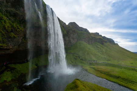 冰岛夏季景色中的Seljalandsfoss。冰岛景观。