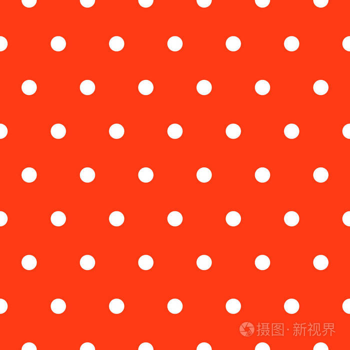 无缝波尔卡点红色和白色经典图案