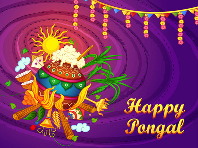 Pongal 宗教传统节日泰米尔纳德邦印度庆祝背景