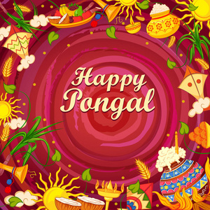 Pongal 宗教传统节日泰米尔纳德邦印度庆祝背景