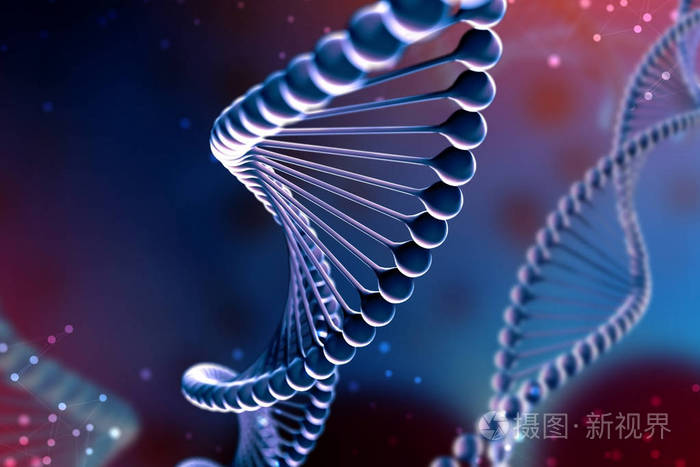 dna分子的三维图解. 核苷酸在生物体环境中的螺旋分子,如在空间中.