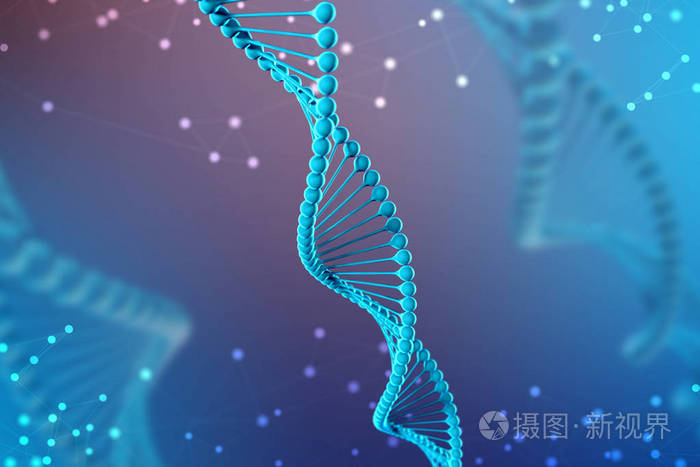 dna分子的三维图解. 核苷酸在生物体环境中的螺旋分子,如在空间中.