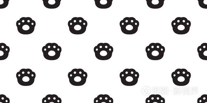 狗爪无缝图案矢量法国斗牛犬猫足迹围巾孤立重复壁纸瓷砖背景插画 正版商用图片16bnn7 摄图新视界