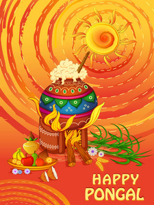 Pongal 宗教传统节日泰米尔纳德邦印度庆祝背景