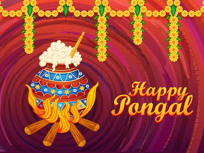 Pongal 宗教传统节日泰米尔纳德邦印度庆祝背景