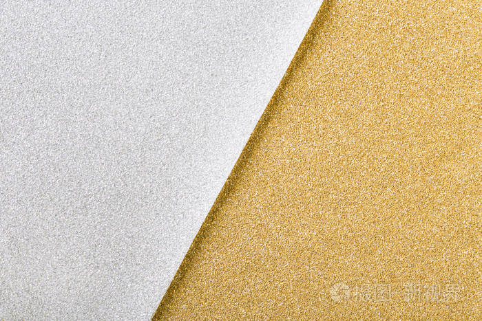 银色和金色闪光背景两色圣诞包装纸