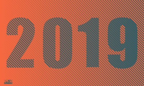 2019年新年快乐背景与梯度条纹。 EPS10矢量插图。